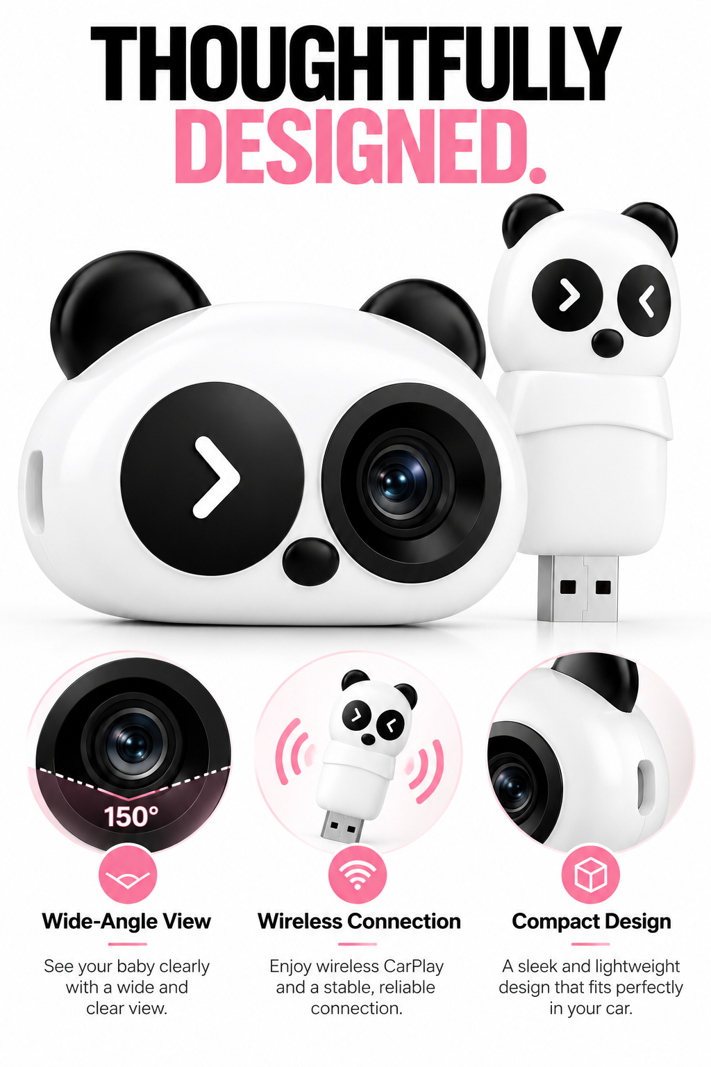PandaView — Wireless CarPlay & Baby Monitor
